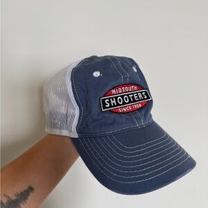 Blue and White Trucker Hat with Mesh Back